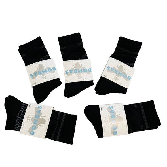 Bombas Crew socks size small black honeycomb arch support stay up antimicrobial - Picture 9 of 14
